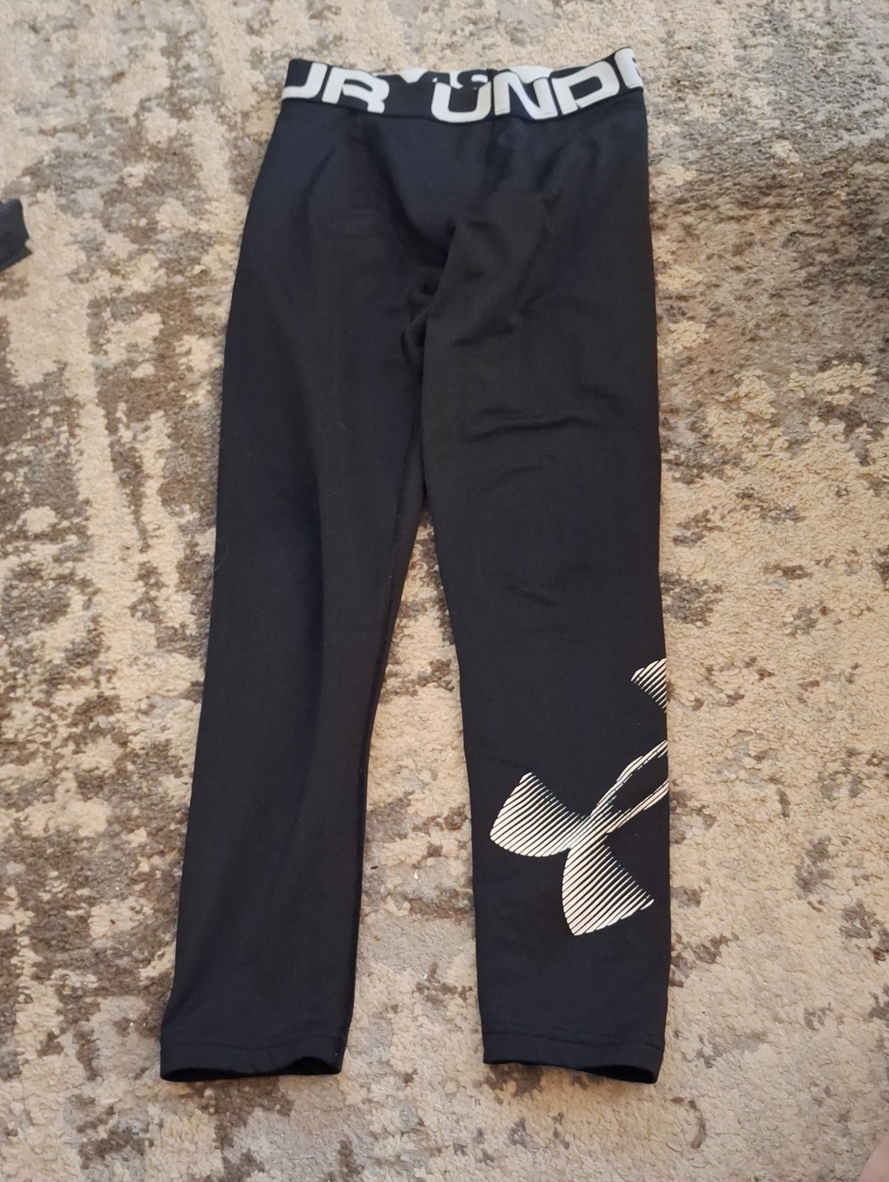 Under Armour Kids Black Leggings with White Logo